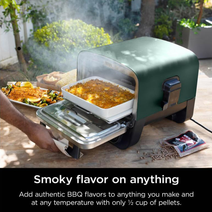 Ninja Woodfire 8-in-1 Smoker Pizza Oven with 5 Pizza Settings, Green (Open Box)