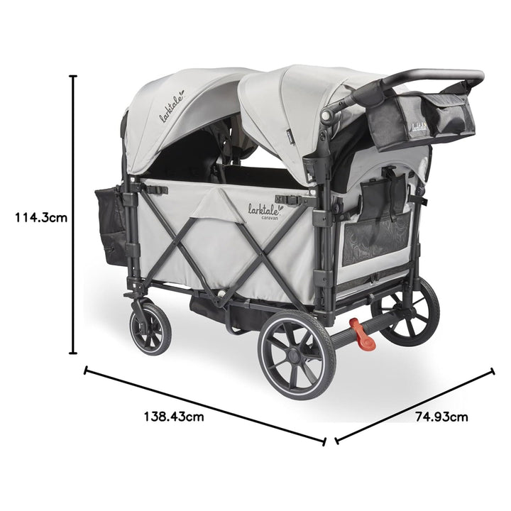 Larktale Caravan Quad Stroller, 4-Seater Wagon, 214 lb Capacity, Gray (Open Box)