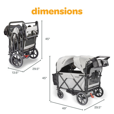 Larktale Caravan Quad Stroller, 4-Seater Wagon, 214 lb Capacity, Avalon Gray - VMInnovations