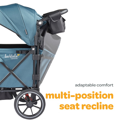 Larktale Caravan Quad Stroller, 4-Seater Wagon, 214 lb Capacity, Seaford Blue - VMInnovations