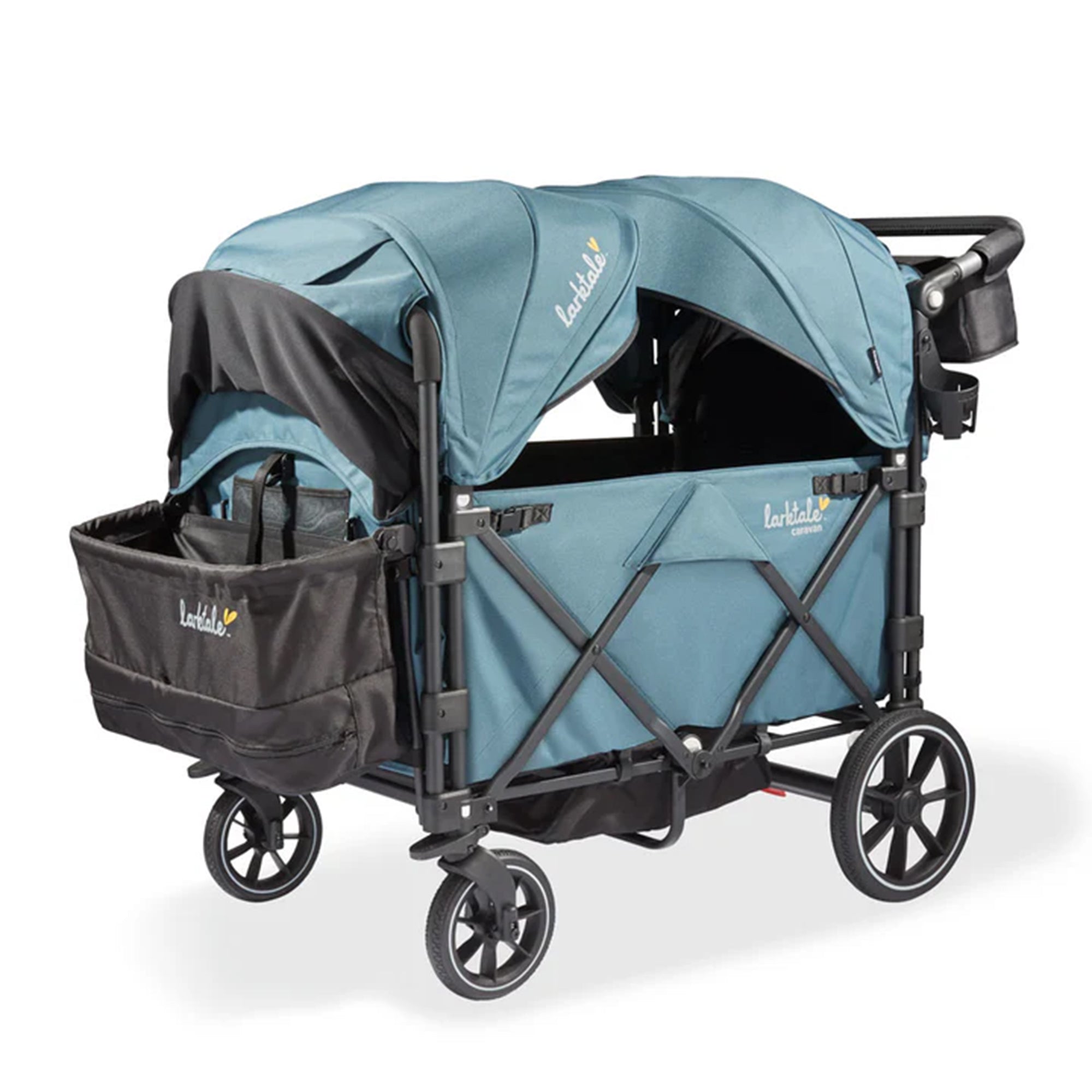 Larktale Caravan Quad Stroller, 4-Seater Wagon, 214 lb Capacity, Seaford Blue - VMInnovations