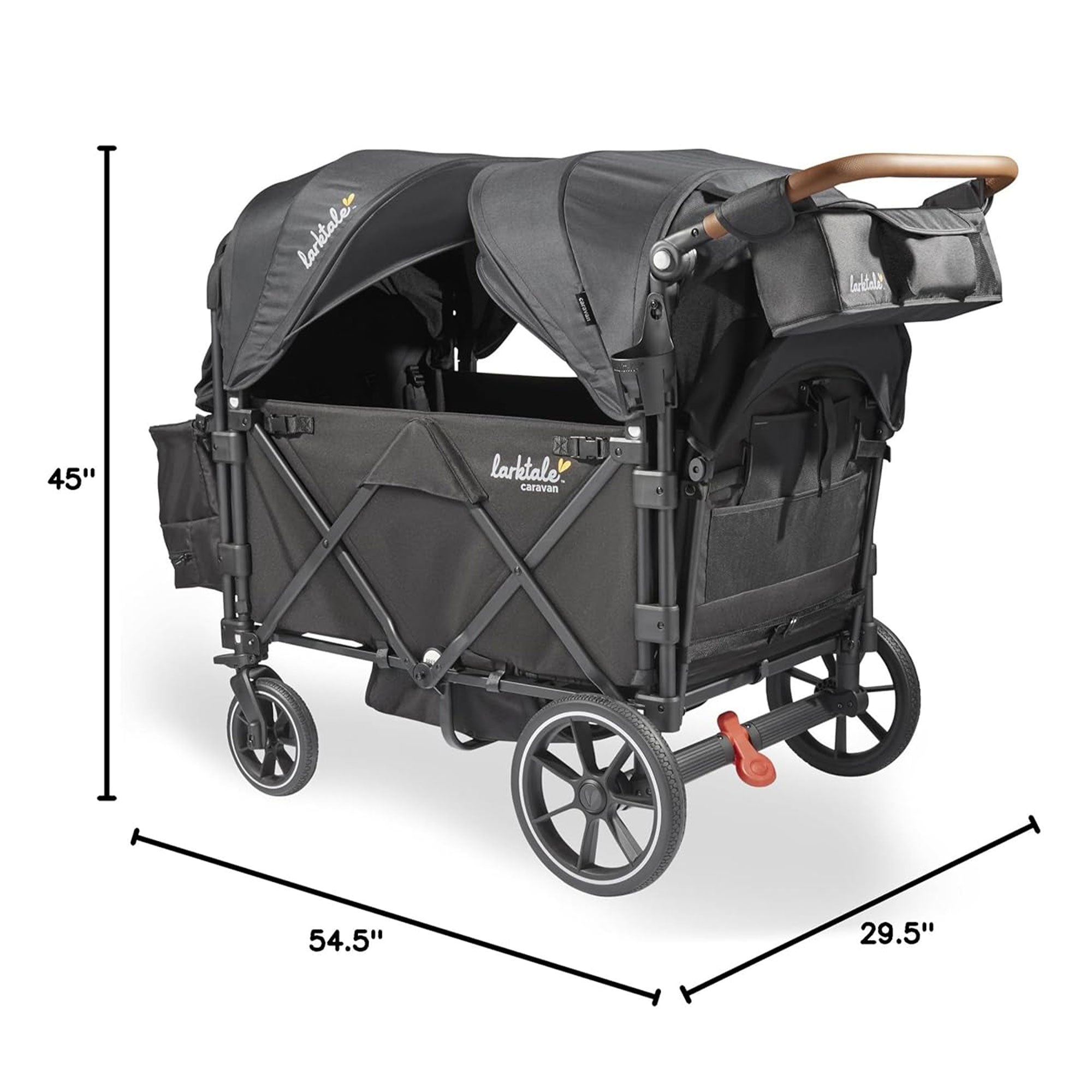 Larktale Caravan Quad Stroller,4-Seater Wagon, 214 lb Capacity, Black(Open Box) - VMInnovations