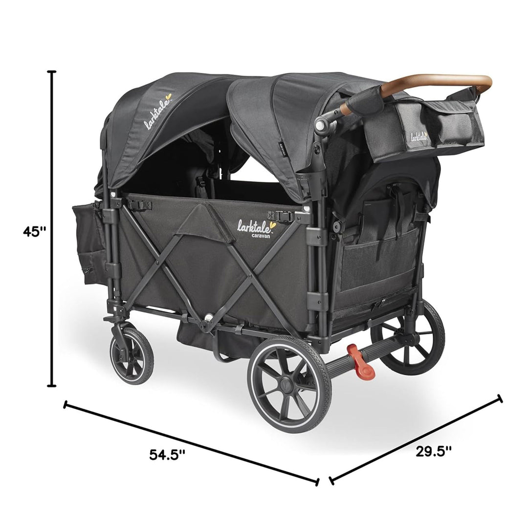 Larktale Caravan Quad Stroller,4-Seater Wagon, 214 lb Capacity, Black(Open Box)