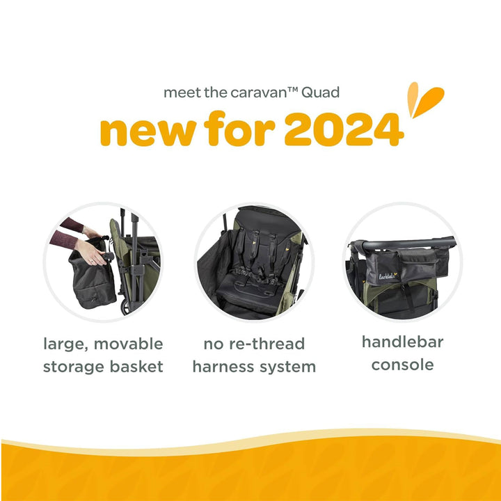 Larktale Caravan Quad Stroller,4-Seater Wagon, 214 lb Capacity, Black(Open Box)