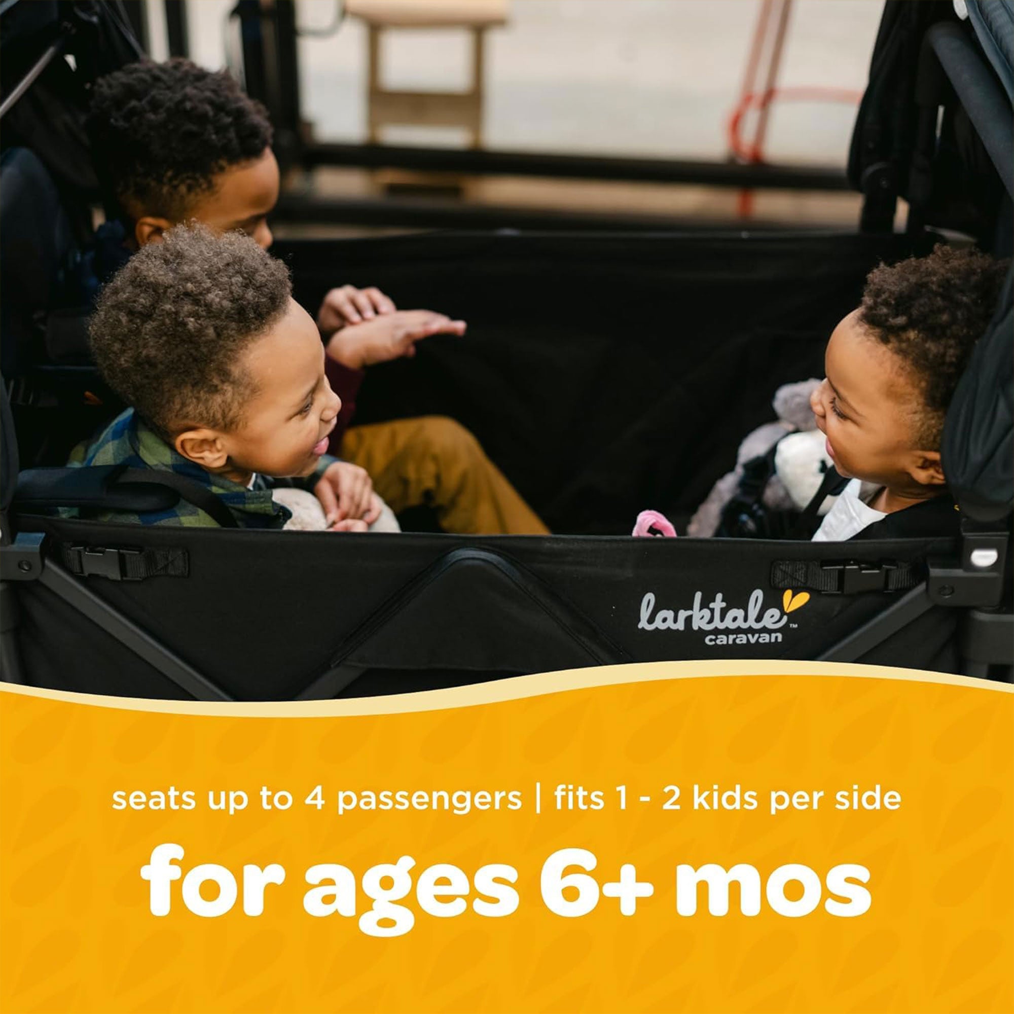 Larktale Caravan Quad Stroller,4-Seater Wagon, 214 lb Capacity, Black(Open Box) - VMInnovations