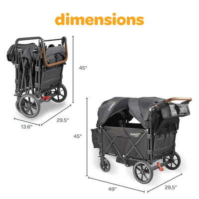 Larktale Caravan Quad Stroller, 4-Seater Wagon, 214 lb Capacity, Byron Black - VMInnovations