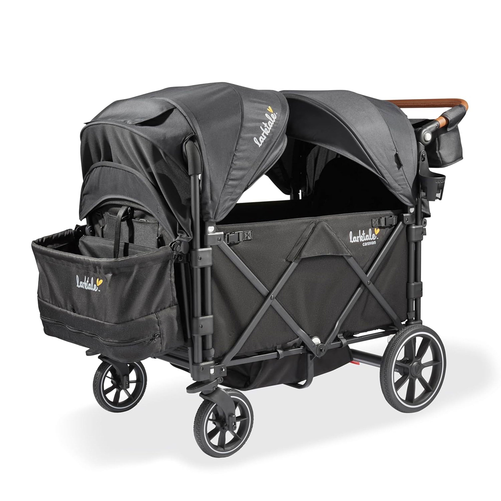Larktale Caravan Quad Stroller, 4-Seater Wagon, 214 lb Capacity, Byron Black - VMInnovations