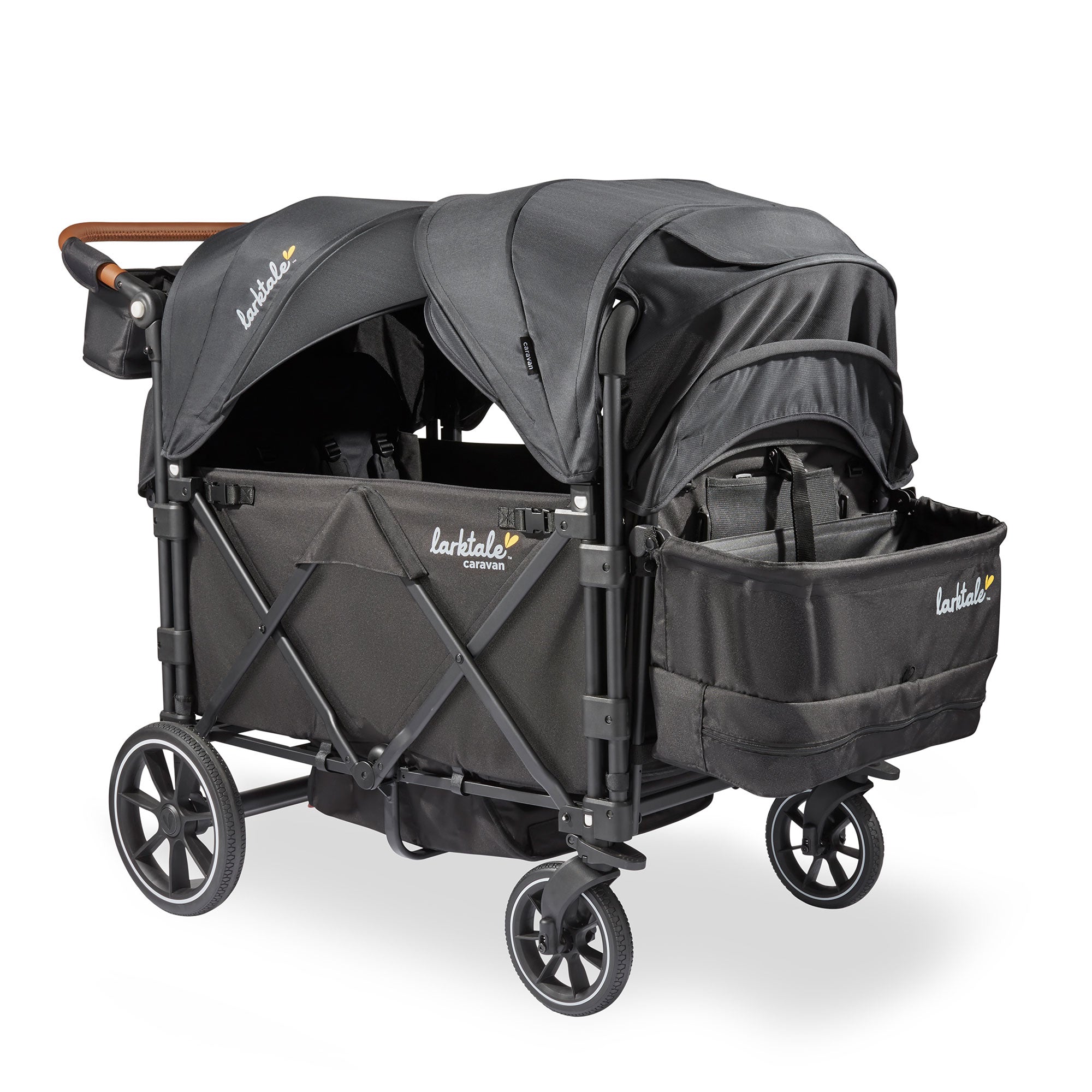 Larktale Caravan Quad Stroller, 4-Seater Wagon, 214 lb Capacity, Byron Black - VMInnovations