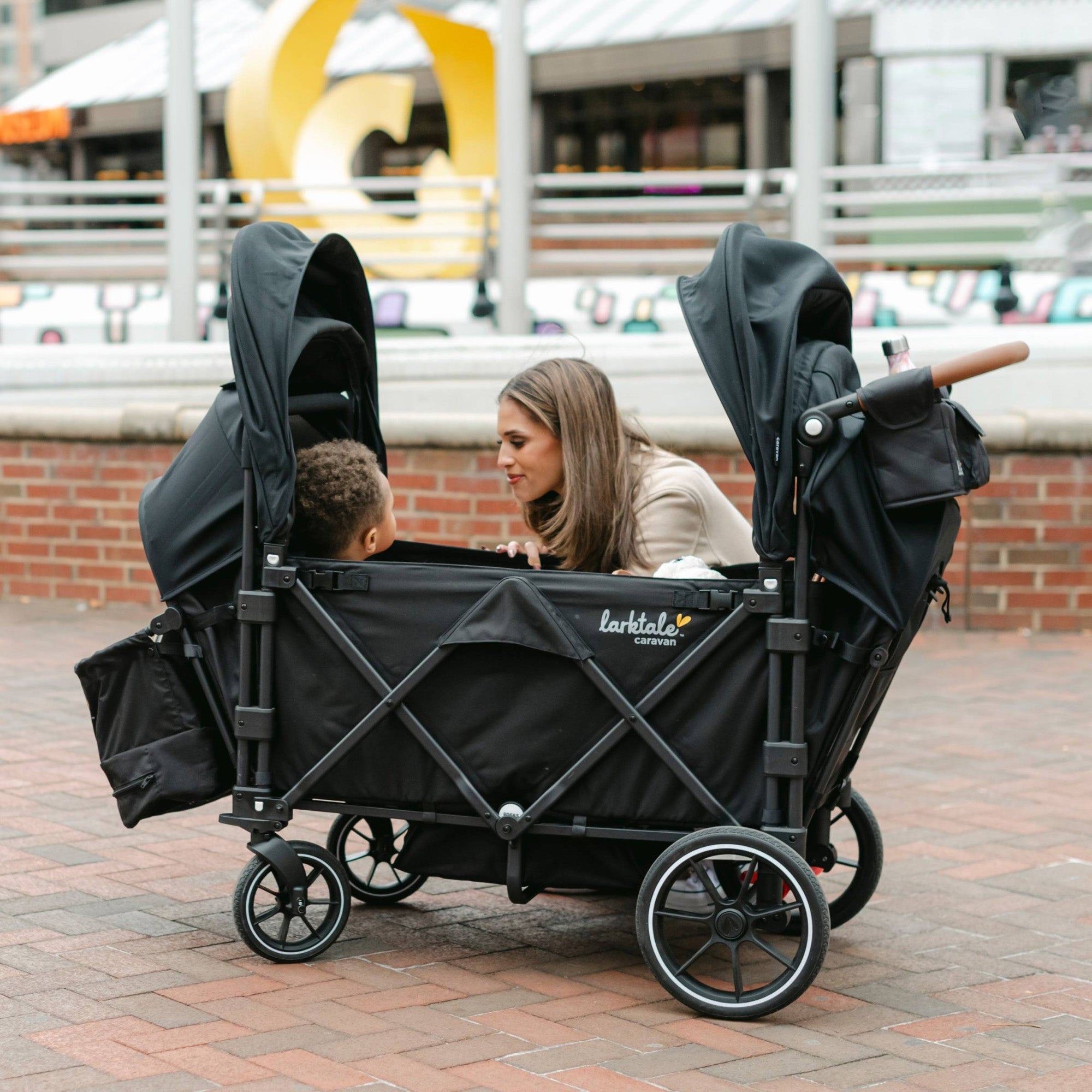 Larktale Caravan V3 Stroller, 2-Seater Kids Wagon, 207lb Capacity, Newport Taupe - VMInnovations