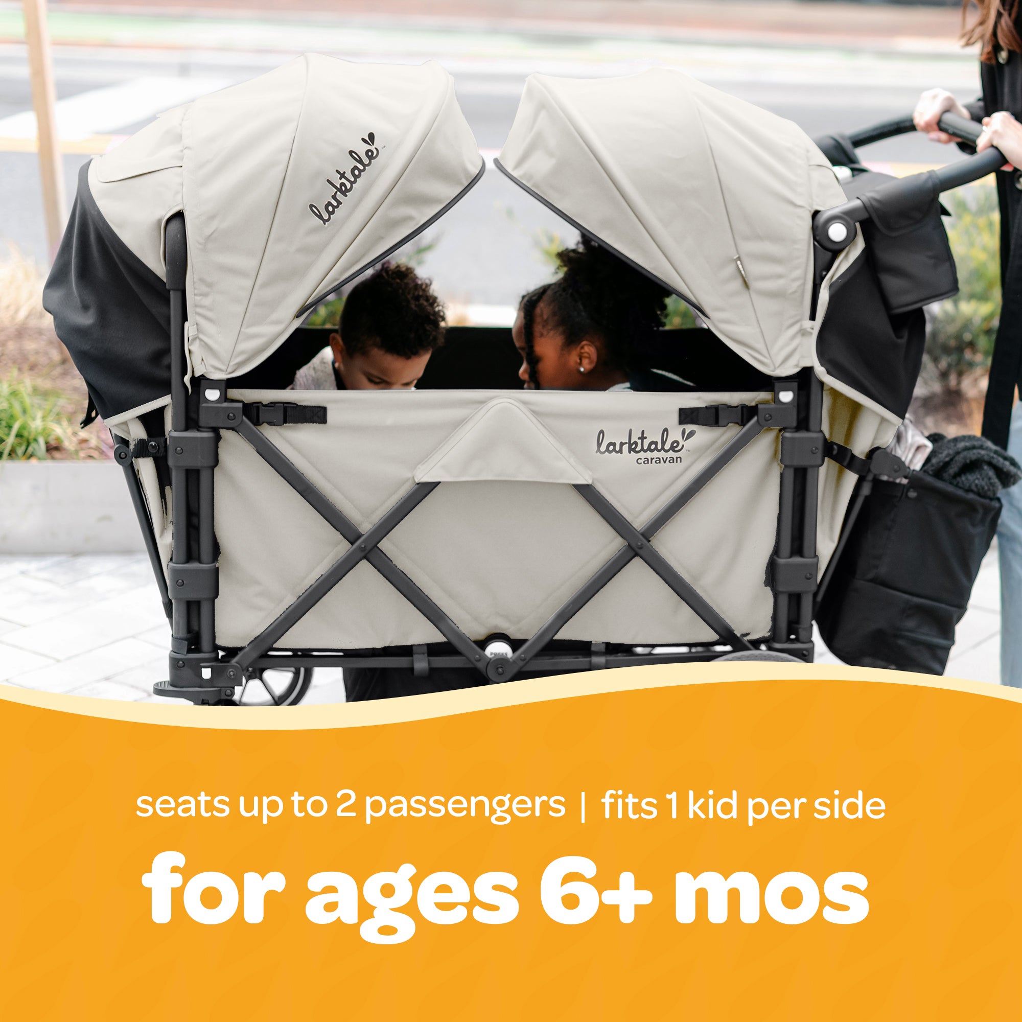 Larktale Caravan V3 Stroller, 2-Seater Kids Wagon, 207lb Capacity, Newport Taupe - VMInnovations
