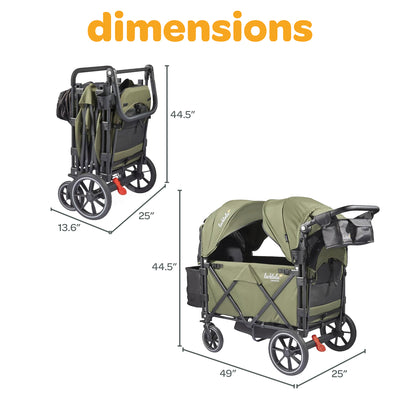 Larktale Caravan V3 Stroller, 2-Seater Kids Wagon 207lb Capacity Green(Open Box) - VMInnovations