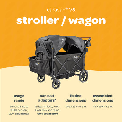 Larktale Caravan V3 Stroller, 2-Seater Kids Wagon, 207 lb Capacity (Open Box) - VMInnovations