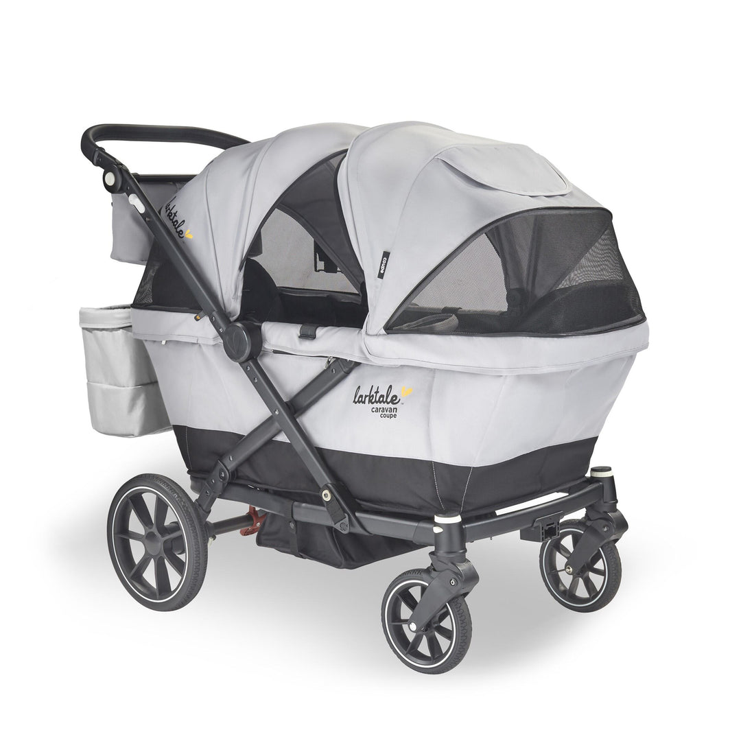 Larktale Caravan Coupe V2 Compact Stroller, Reclining 2-Seat Wagon, Gray/Black