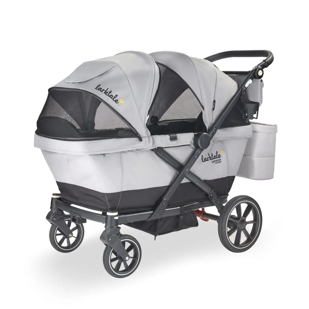 Larktale Caravan Coupe V2 Compact Stroller, Reclining 2-Seat Wagon, Gray/Black