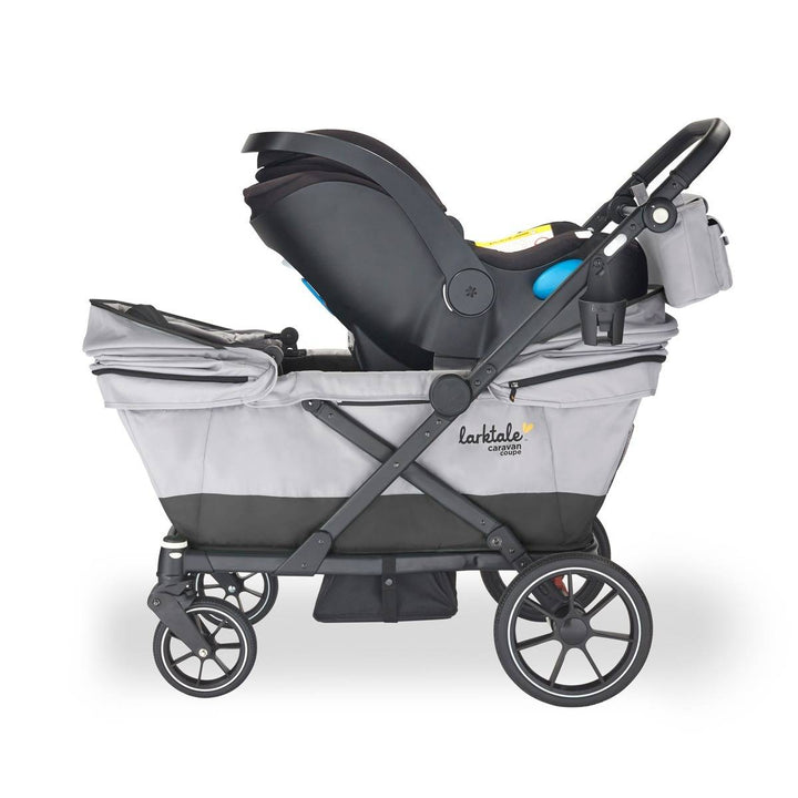 Larktale Caravan Coupe V2 Compact Stroller, Reclining 2-Seat Wagon, Gray/Black