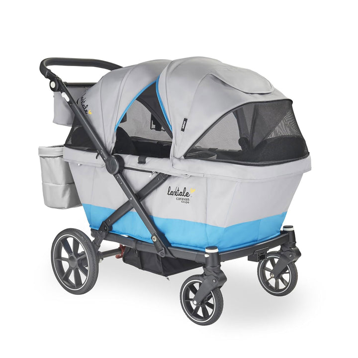 Larktale Coupe V2 Compact Stroller, Reclining 2-Seat Wagon, Gray/Bue (Open Box)