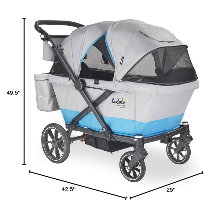 Larktale Coupe V2 Compact Stroller, Reclining 2-Seat Wagon, Gray/Bue (Open Box)