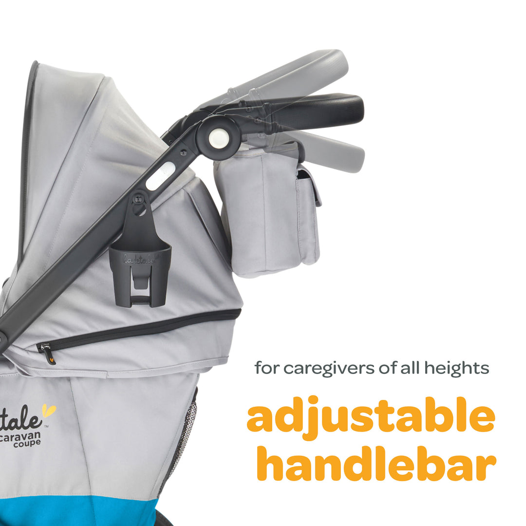 Larktale Coupe V2 Compact Stroller, Reclining 2-Seat Wagon, Gray/Bue (Open Box)