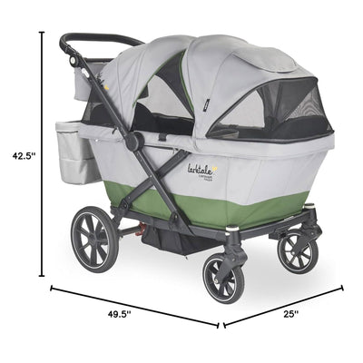Larktale Caravan Coupe V2 Compact Stroller, Reclining 2-Seat Wagon, Gray/Green - VMInnovations