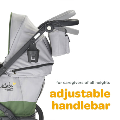 Larktale Caravan Coupe V2 Compact Stroller, Reclining 2-Seat Wagon, Gray/Green - VMInnovations