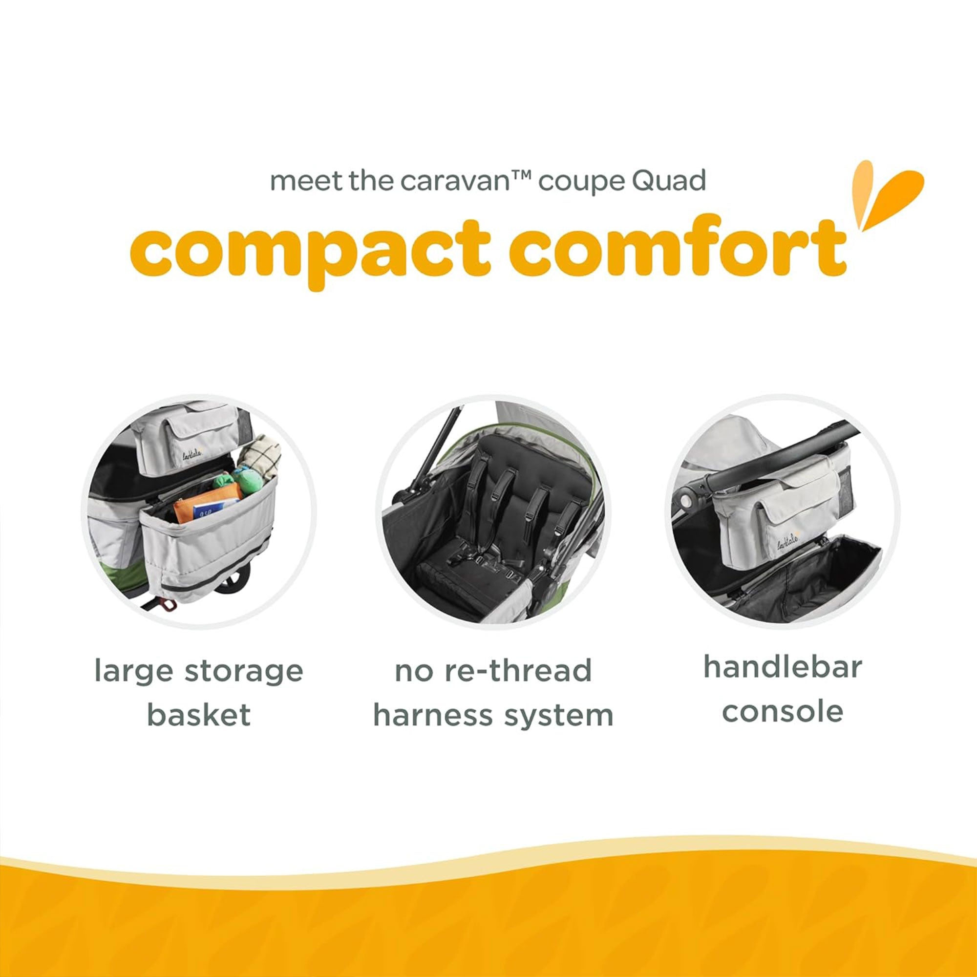 Larktale Caravan Coupe Quad Compact Stroller Reclining 4-Seat Wagon (Open Box) - VMInnovations