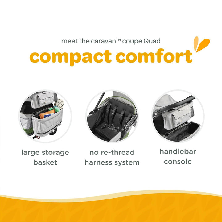 Larktale Caravan Coupe Quad Compact Stroller Reclining 4-Seat Wagon (Open Box)