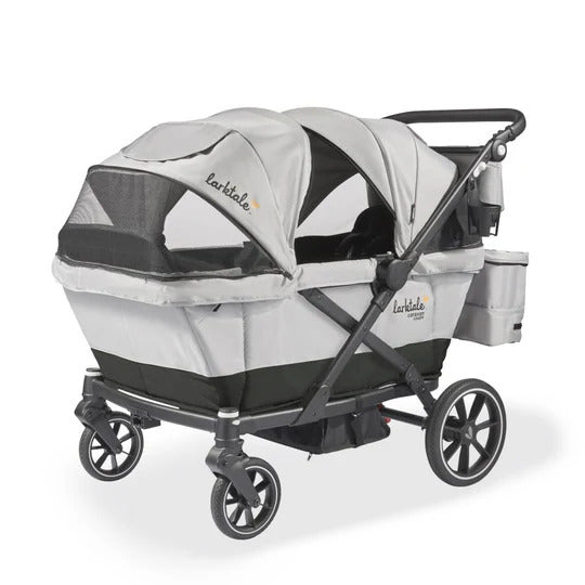 Larktale Caravan Coupe Quad Compact Stroller Wagon w/Reclining Seats, Gray/Black