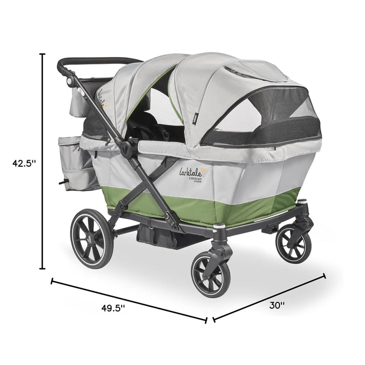 Larktale Coupe Quad Compact Stroller Reclining 4-Seat Wagon, Gray/Green (Used)