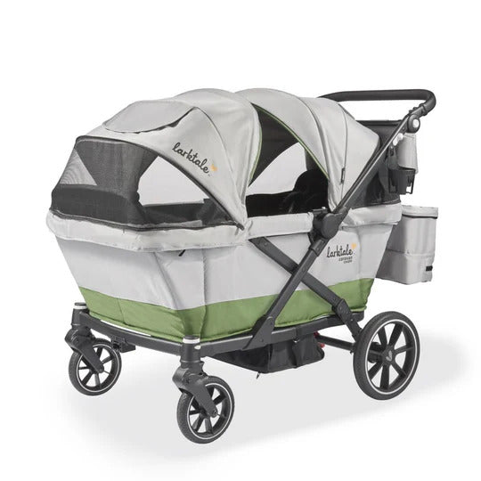 Larktale Caravan Coupe Quad Compact Stroller Reclining 4-Seat Wagon, Gray/Green