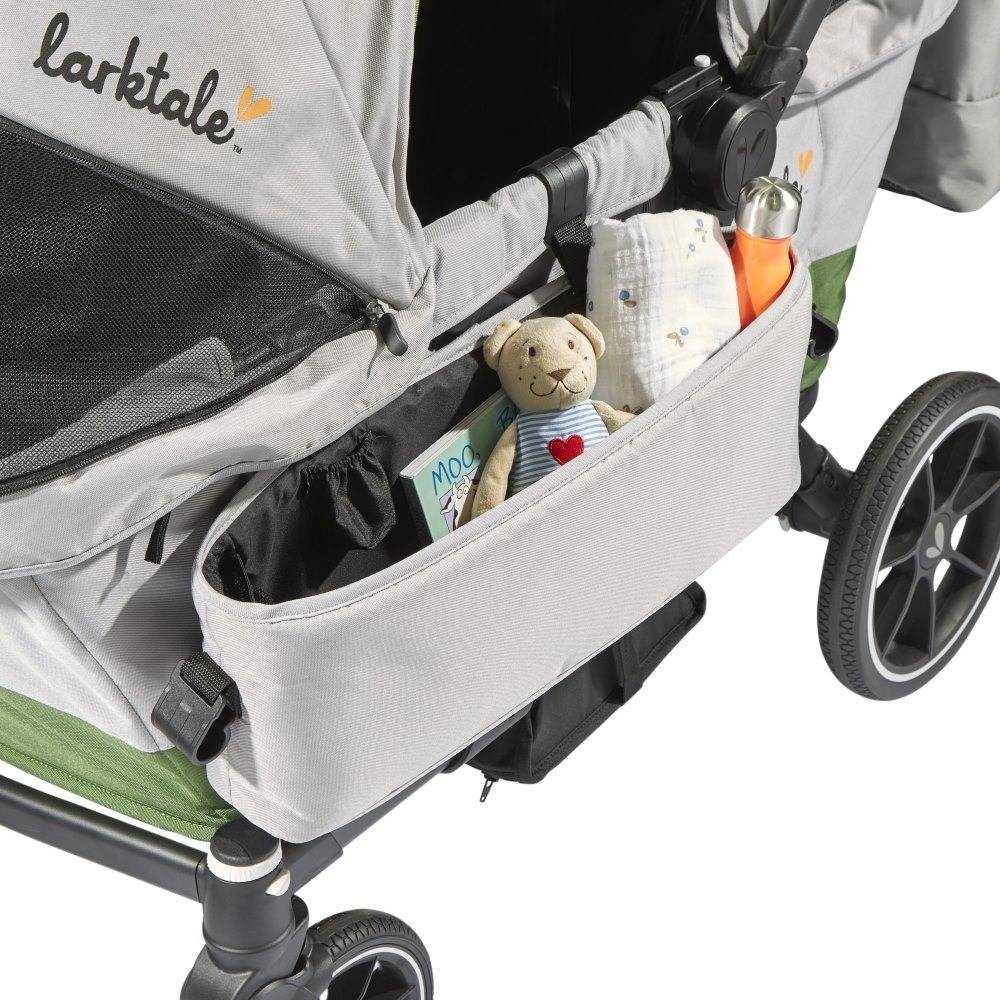 Larktale Caravan Coupe Quad Compact Stroller Reclining 4-Seat Wagon, Gray/Green