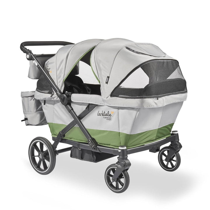 Larktale Coupe Quad Compact Stroller Reclining 4-Seat Wagon, Gray/Green (Used)