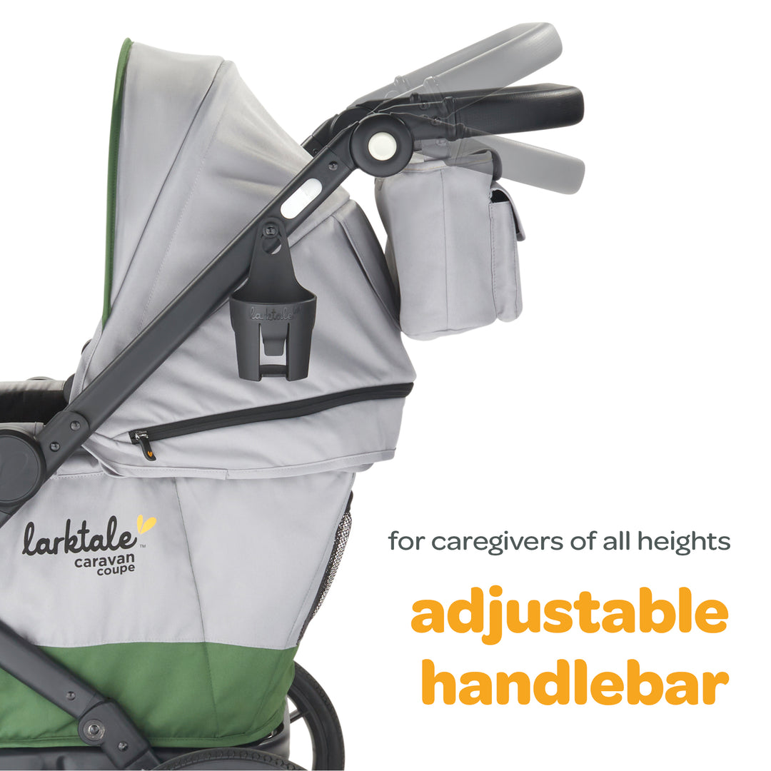 Larktale Caravan Coupe Quad Compact Stroller Reclining 4-Seat Wagon, Gray/Green