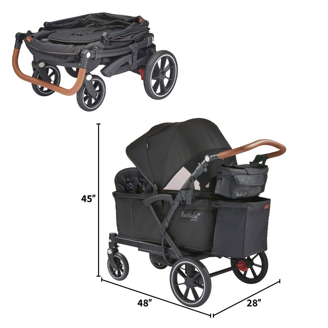 Larktale Sprout V2 Adjustable Stroller 2 Seater Wagon, 120 lb Capacity, Black