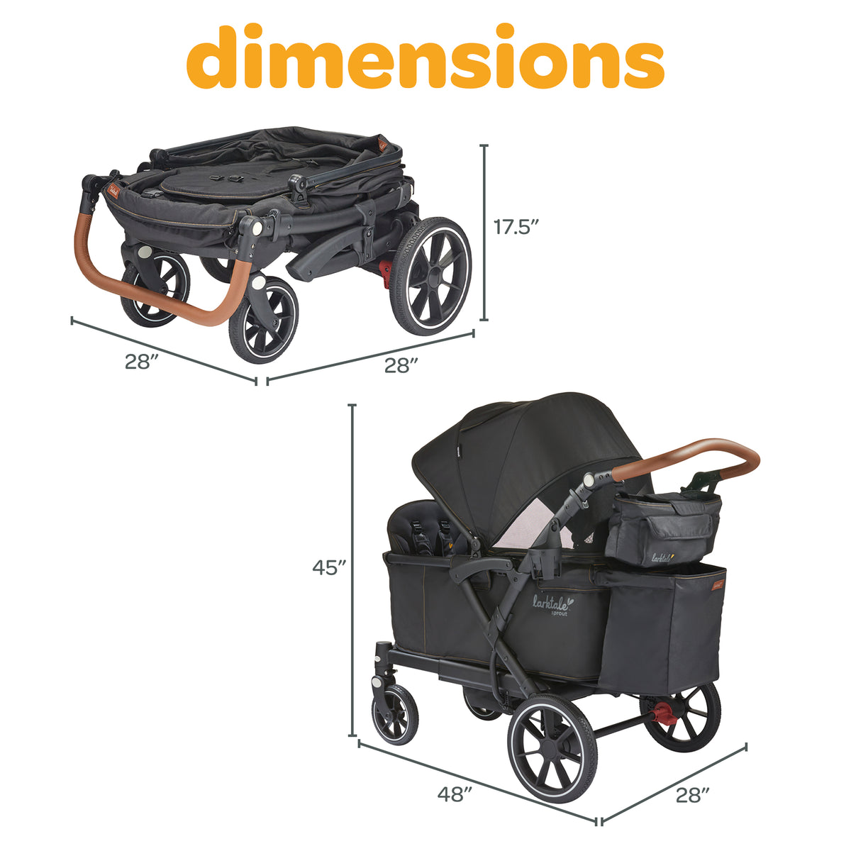 Larktale Sprout V2 Adjustable Stroller 2 Seater Wagon, 120 lb Capacity(Open Box) - VMInnovations