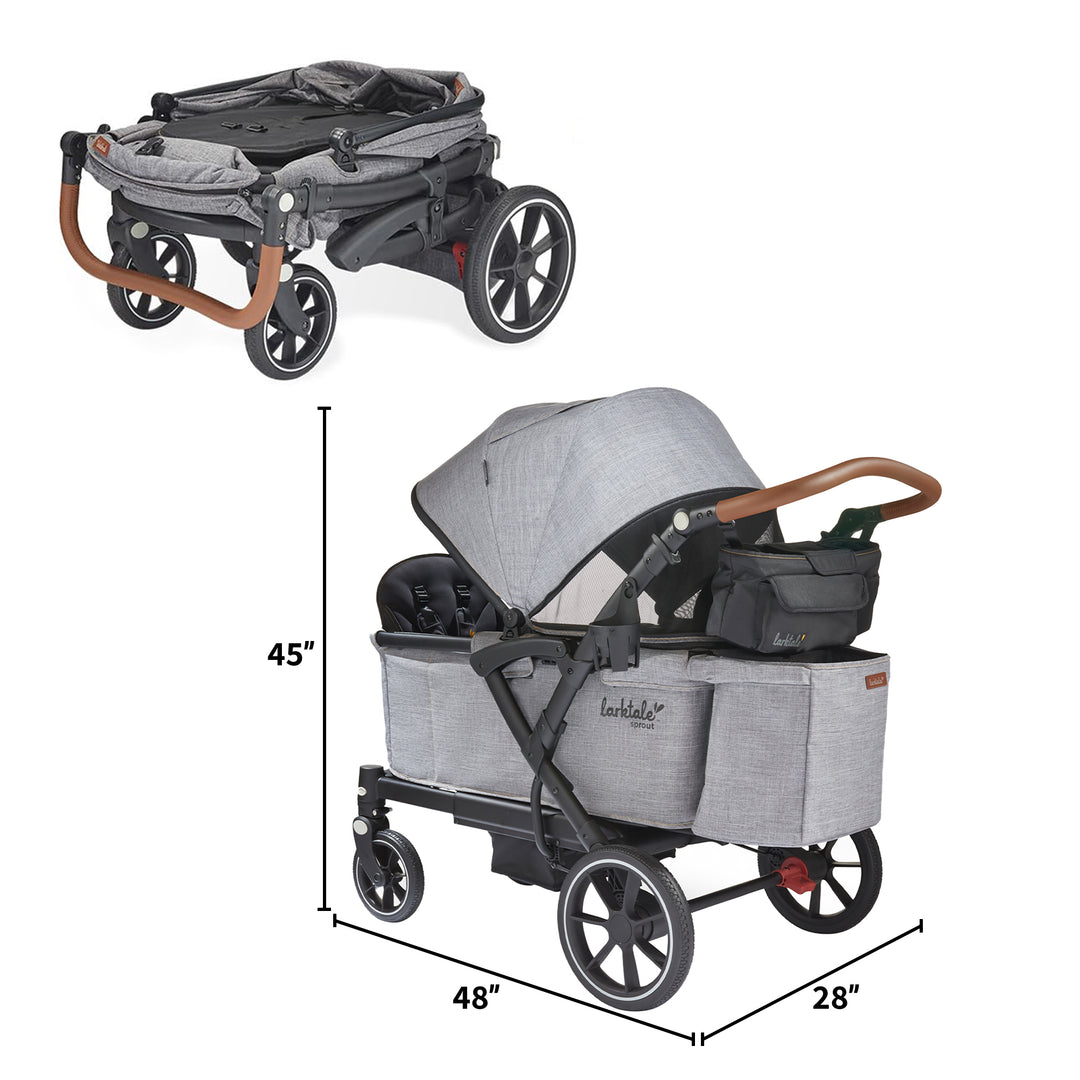 Larktale Sprout V2 Adjustable Stroller 2 Seater Wagon, 120 lb Capacity, Gray