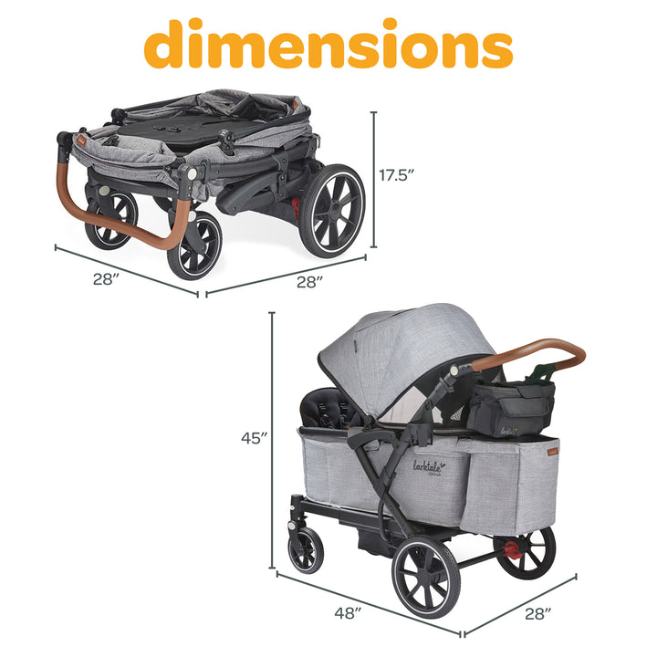 Larktale Sprout V2 Adjustable Stroller 2 Seater Wagon, 120 lb Capacity(Open Box)