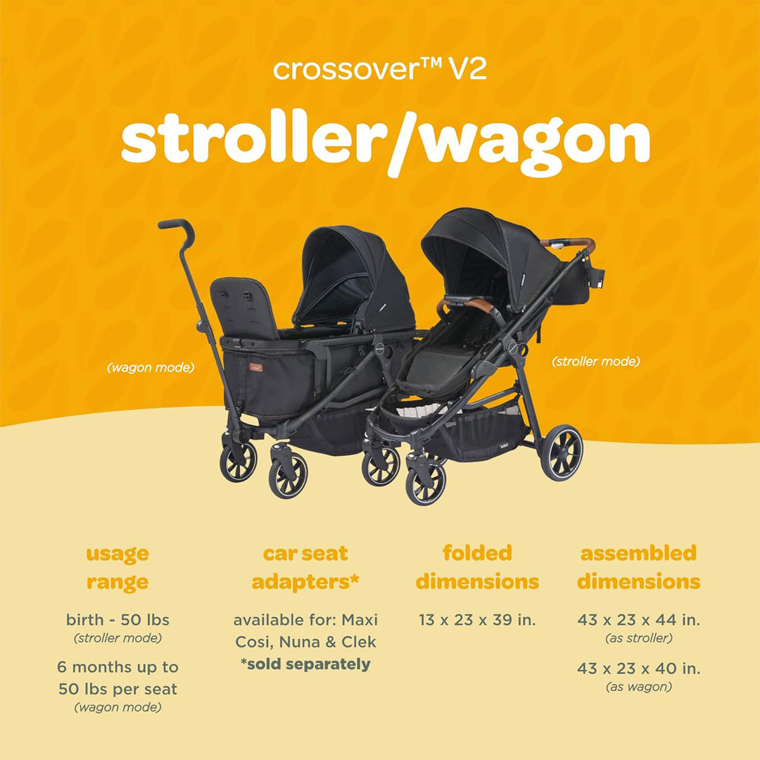 Larktale Convertible Stroller Wagon Combo, Babies & Toddler, Crossover V2, Black