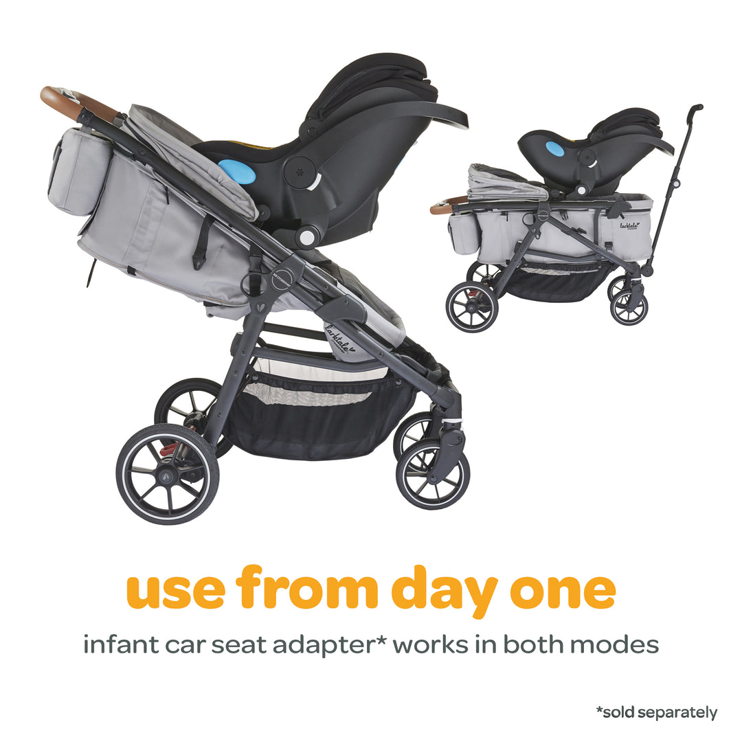 Larktale Crossover V2 All-In-One Stroller 2 Seater Wagon, 120 lb Capacity, Black