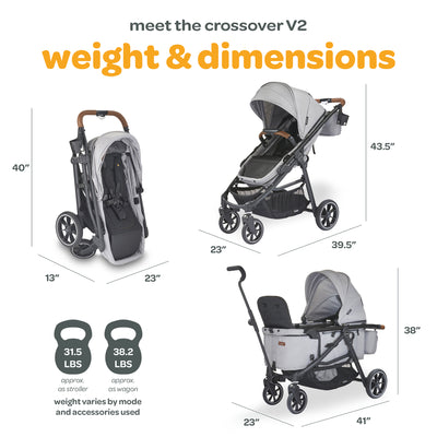Larktale Crossover V2 All-In-One Stroller 2 Seater Wagon, Gray (Open Box) - VMInnovations