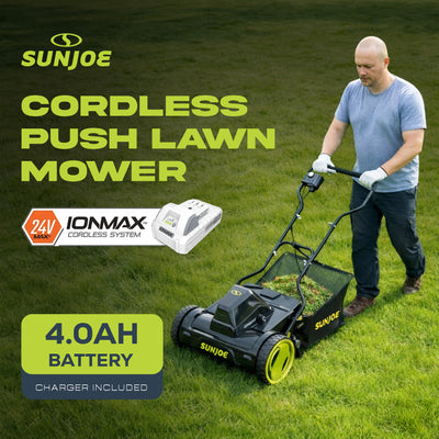 Sun Joe Cordless Push Reel Mower, 15” Yard Trimmer w/ Collection Bag (For Parts) - VMInnovations