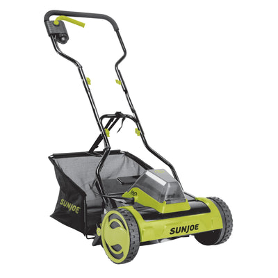 Sun Joe Cordless Push Reel Mower, 15” Yard Trimmer w/ Collection Bag (Used)