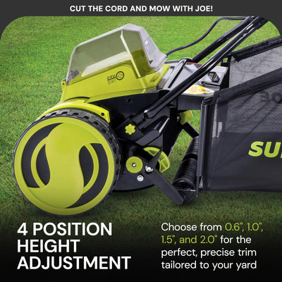 Sun Joe Cordless Push Reel Mower, 15” Yard Trimmer w/ Collection Bag (Used)
