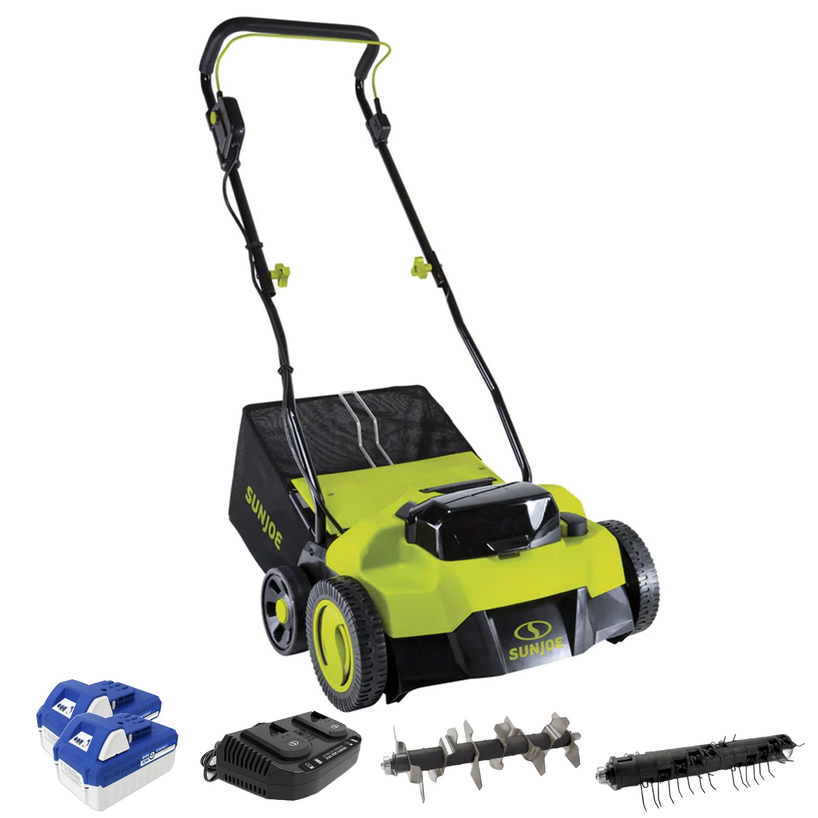 Sun Joe Cordless Scarifier & Dethatcher, Motor, 2 24V 4.0Ah Batteries(For Parts) - VMInnovations
