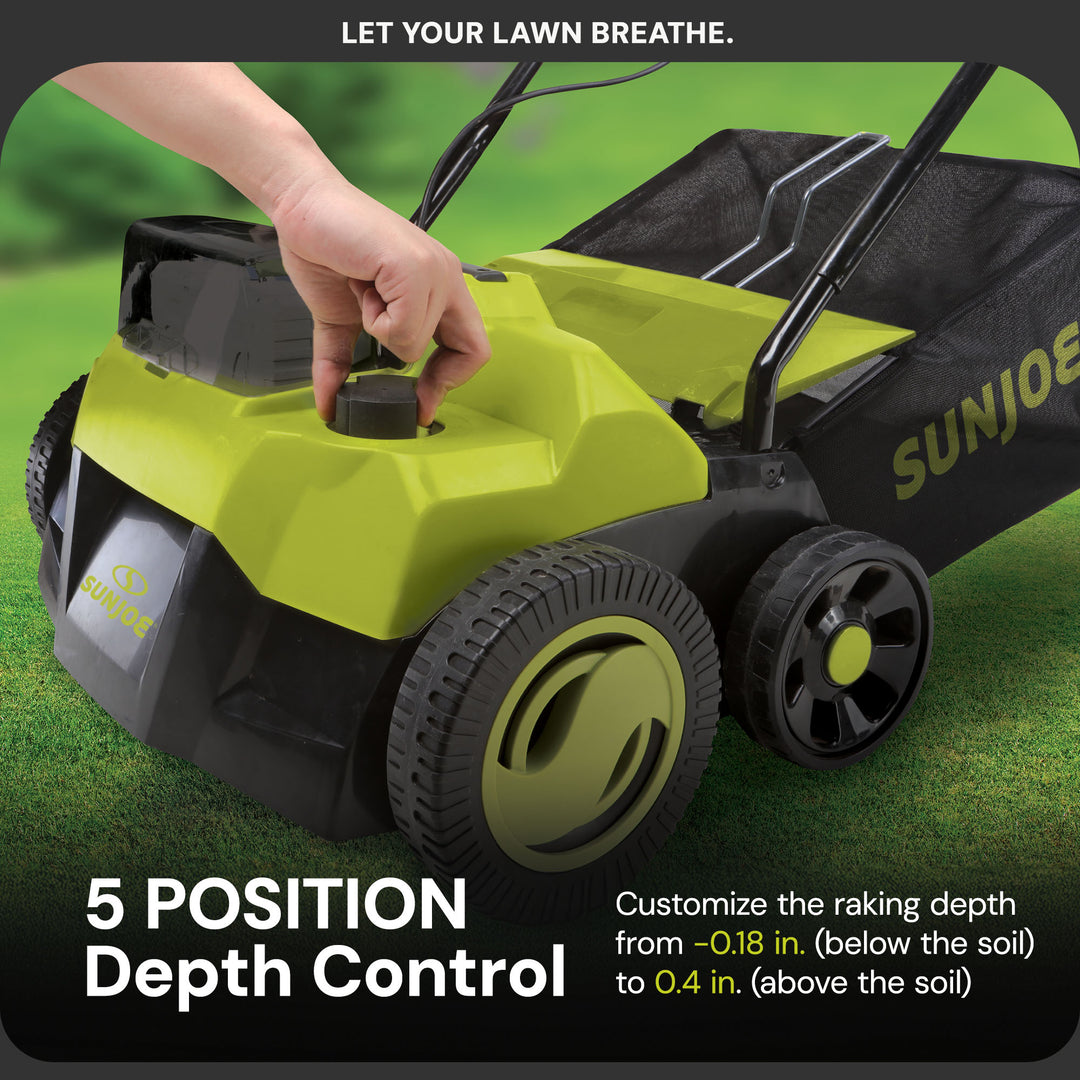 Sun Joe Cordless Scarifier & Dethatcher, Brushless Motor, 2 24V 4.0Ah(Used)
