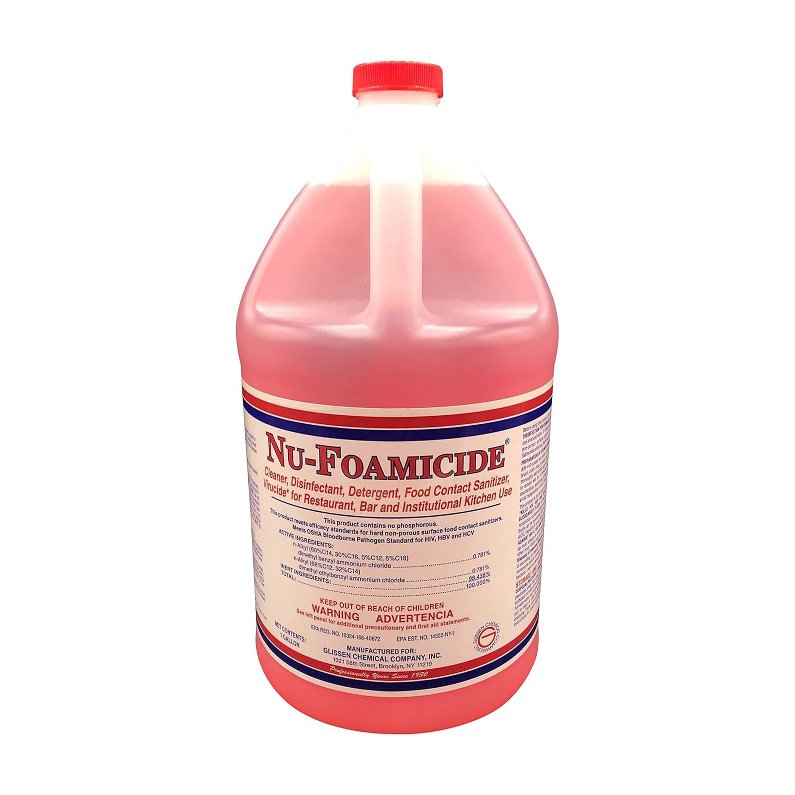 Glissen Nu-Foamicide Cleaner Concentrate, Industrial & Commercial, 1 Gal, 300048 - VMInnovations