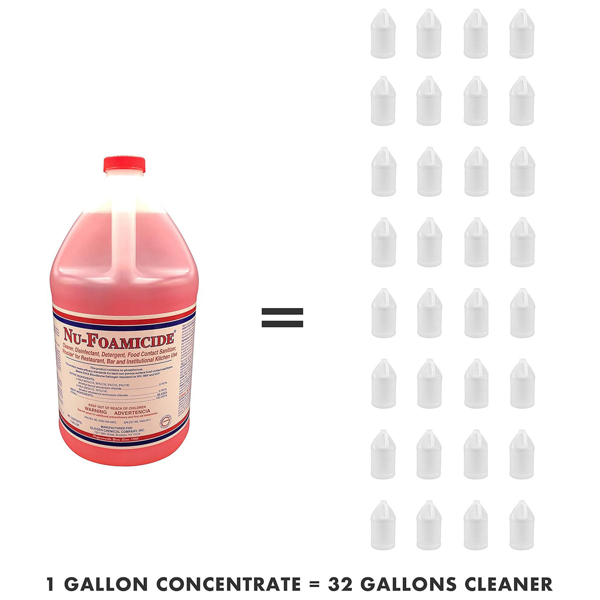 Glissen Nu-Foamicide Cleaner Concentrate, Industrial & Commercial, (Open Box)