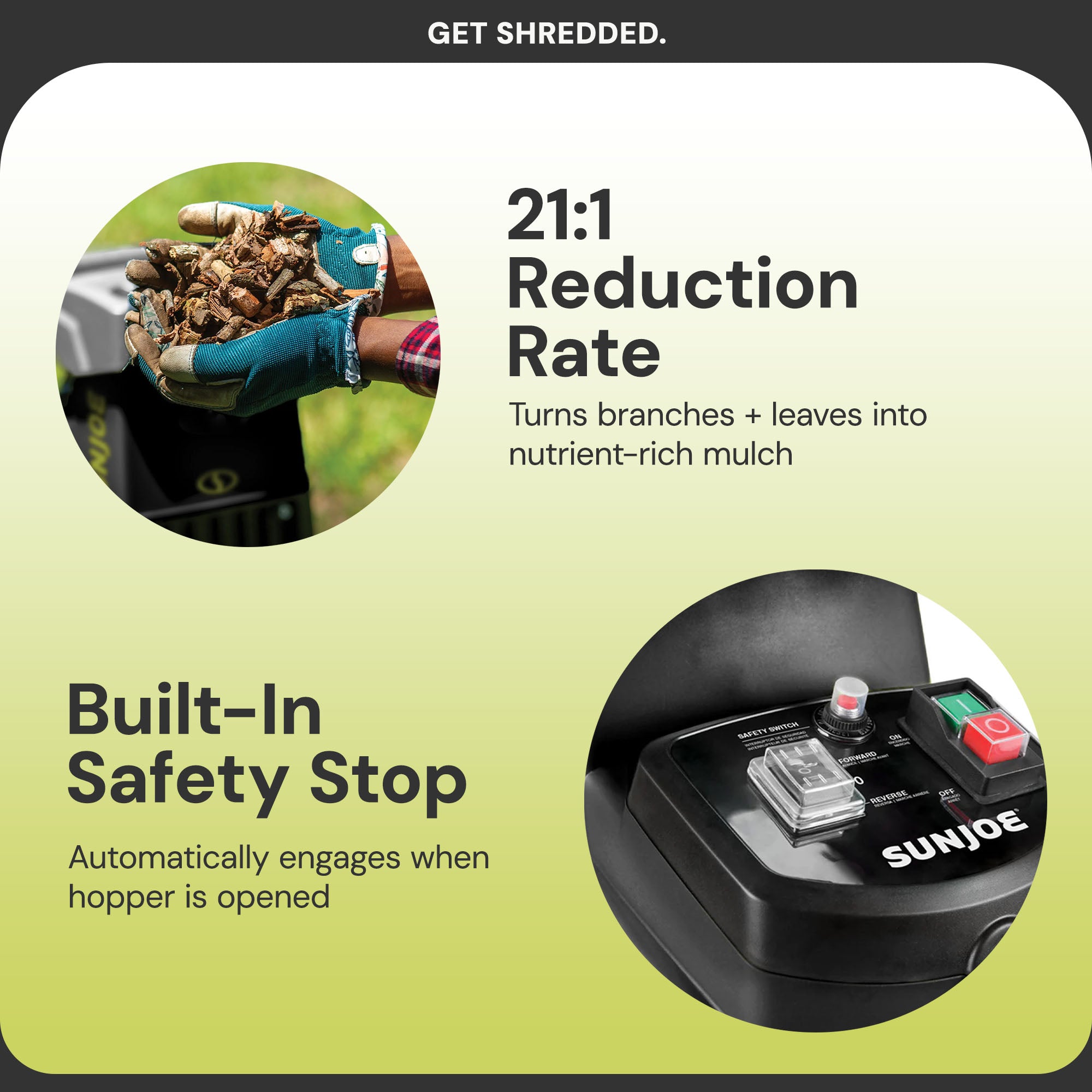 Sun Joe Silent Wood Chipper Shredder, 15Amp Machine with 1.7" Diameter(Open Box) - VMInnovations