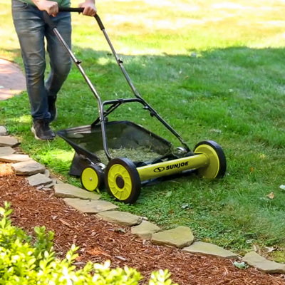 Sun Joe Push Reel Lawn Mower, 20” Yard Trimmer w/Grass Catcher, Green (Open Box)