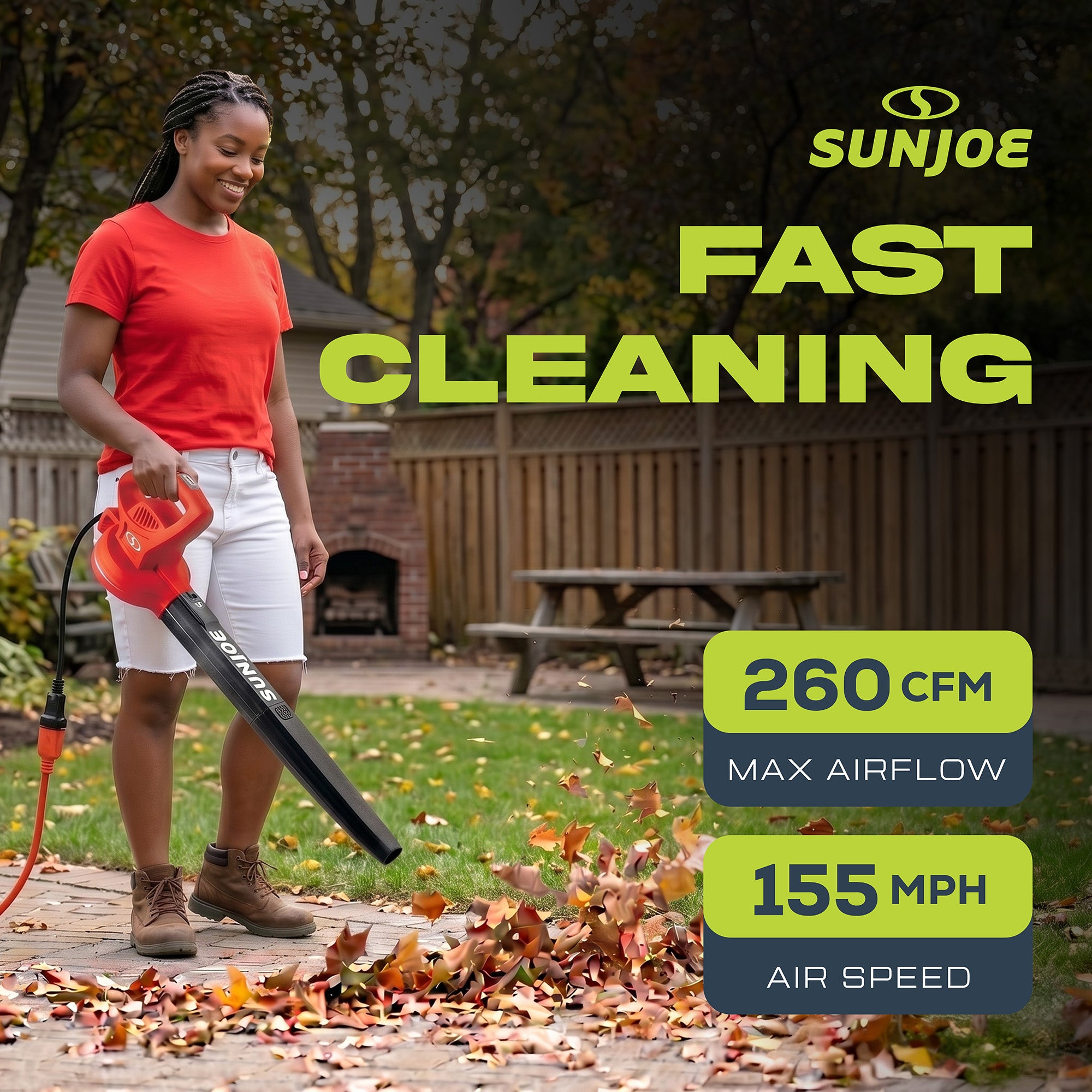 Sun Joe Electric All Purpose Leaf Blower, 6 Amp Motor, 155MPH Air Speed, SBJ597E