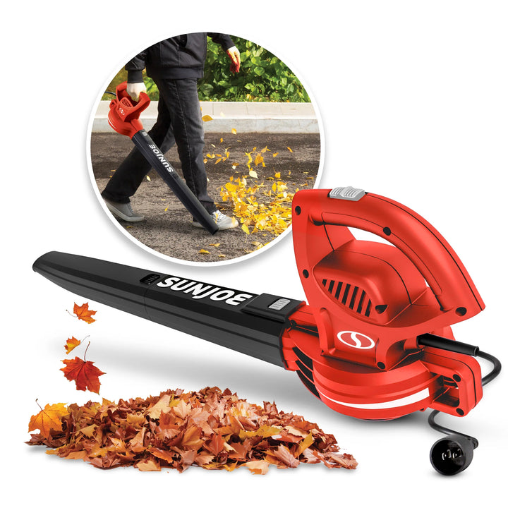 Sun Joe Electric All Purpose Leaf Blower, 6 Amp Motor, 155 MPH Air Speed, Red